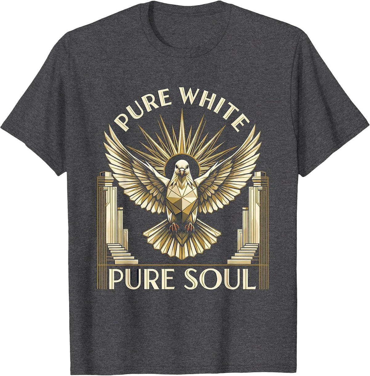 Pure White Pure Soul Freedom Graphic Design T-Shirt - Dark Heather Grey
