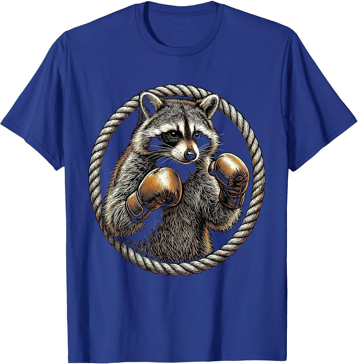 Raccoon Boxing Gloves Ready to Fight Graphic T-Shirt - Royal Blue