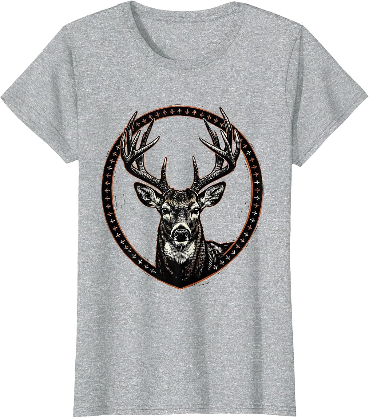 Women's Whitetail Antler Shield Funny Deer Hunter Dad Gift T-Shirt - Heather Grey