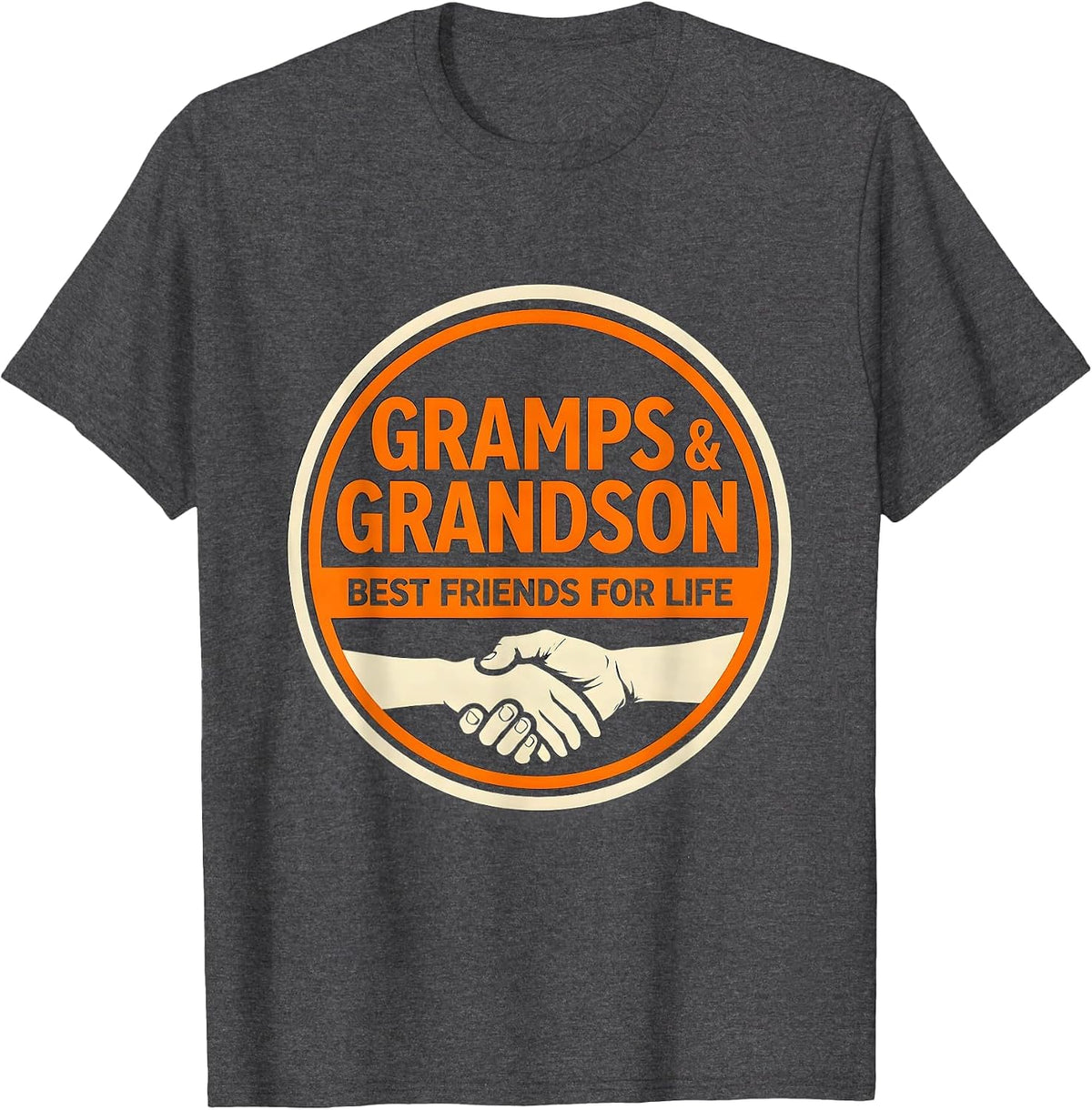Gramps And Grandson Best Friends For Life Matching T-Shirt - Dark Heather Grey