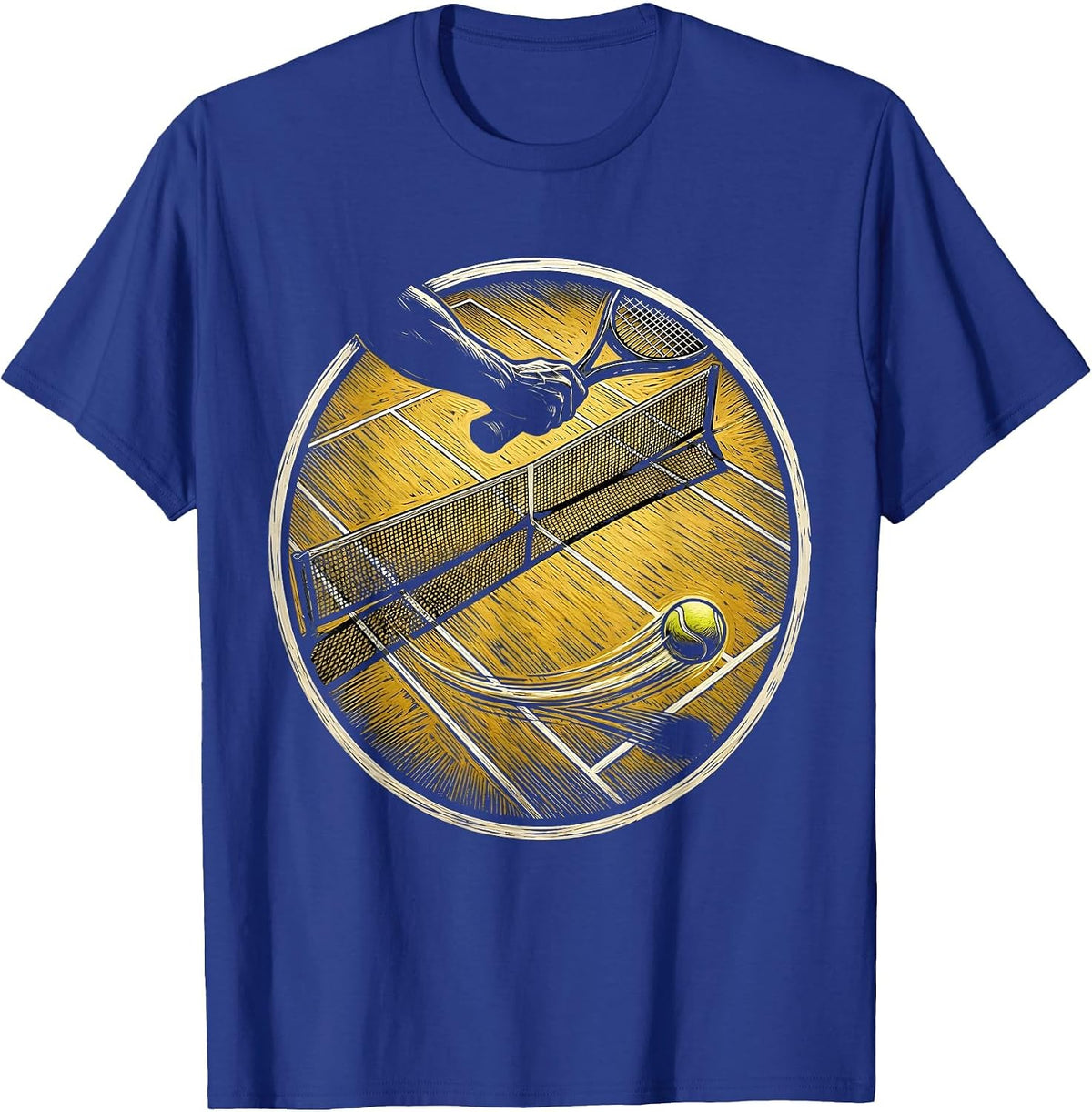 Tennis Ace Serve Overhead View Graphic T-Shirt - Royal Blue