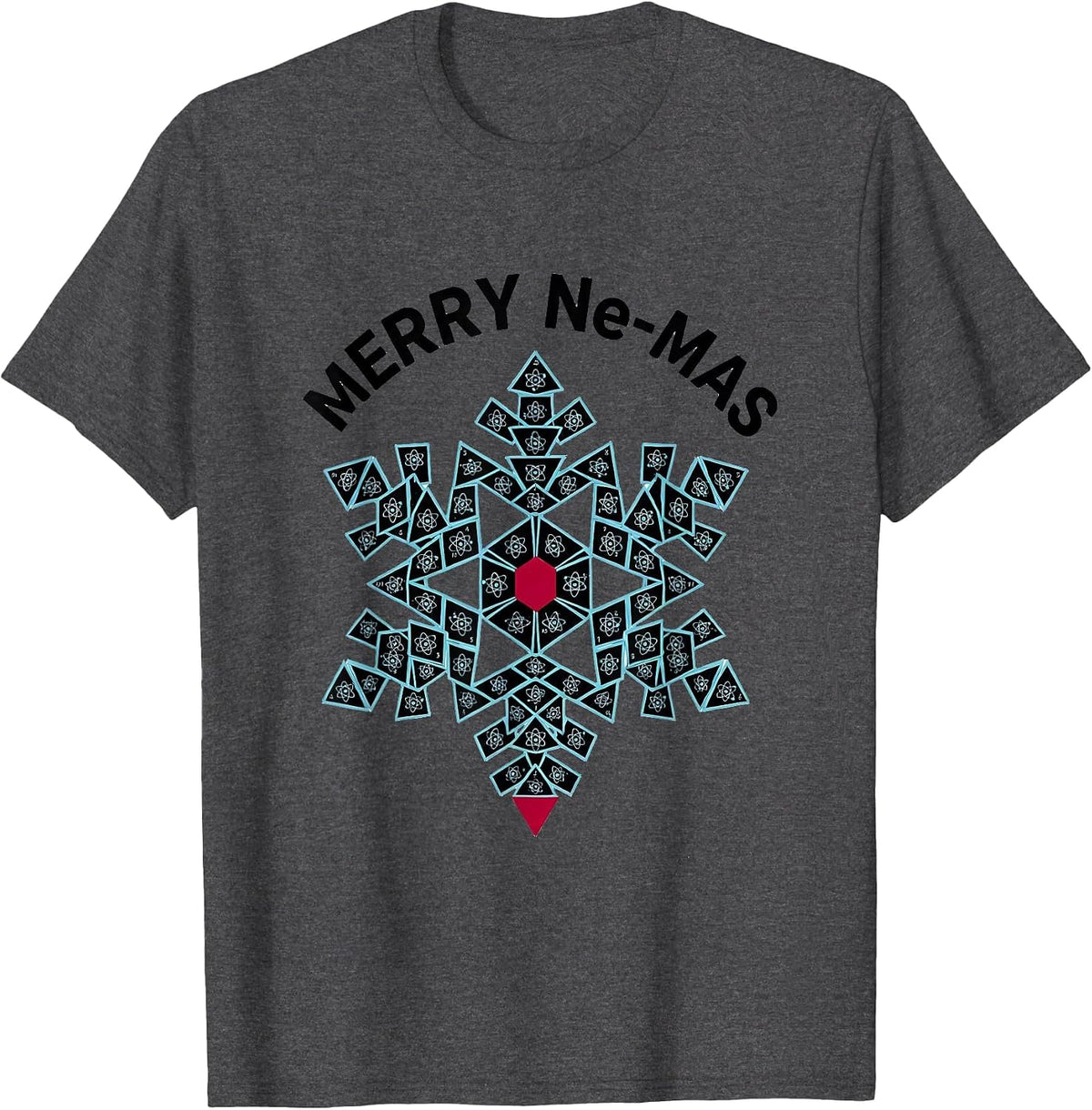 Merry Ne-mas Geometric Snowflake Periodic Table Chemistry T-Shirt - Dark Heather Grey