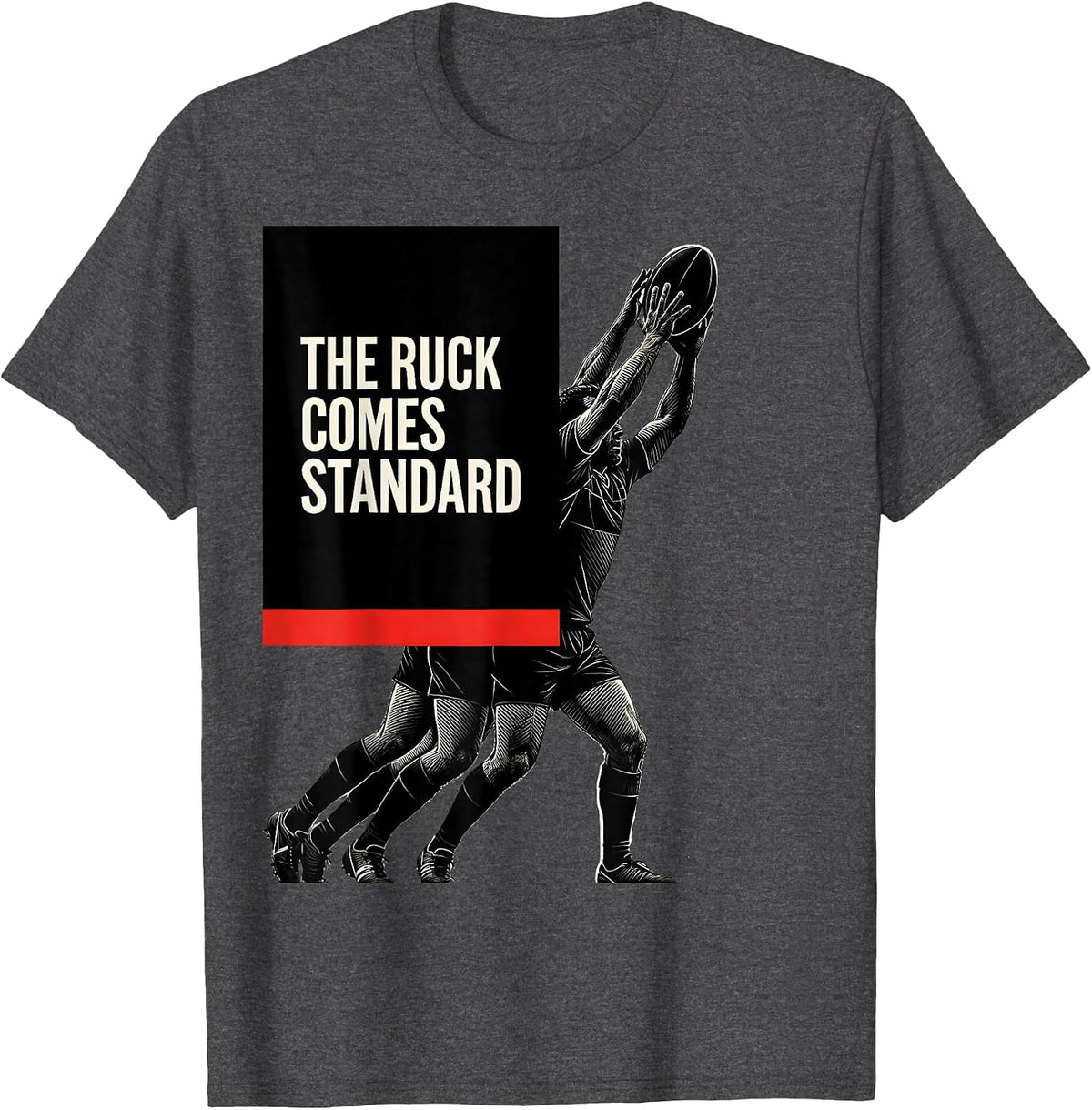 Men's The Ruck Comes Standard Funny Rugby Player Coach Vintage T-Shirt - Dark Heather Grey