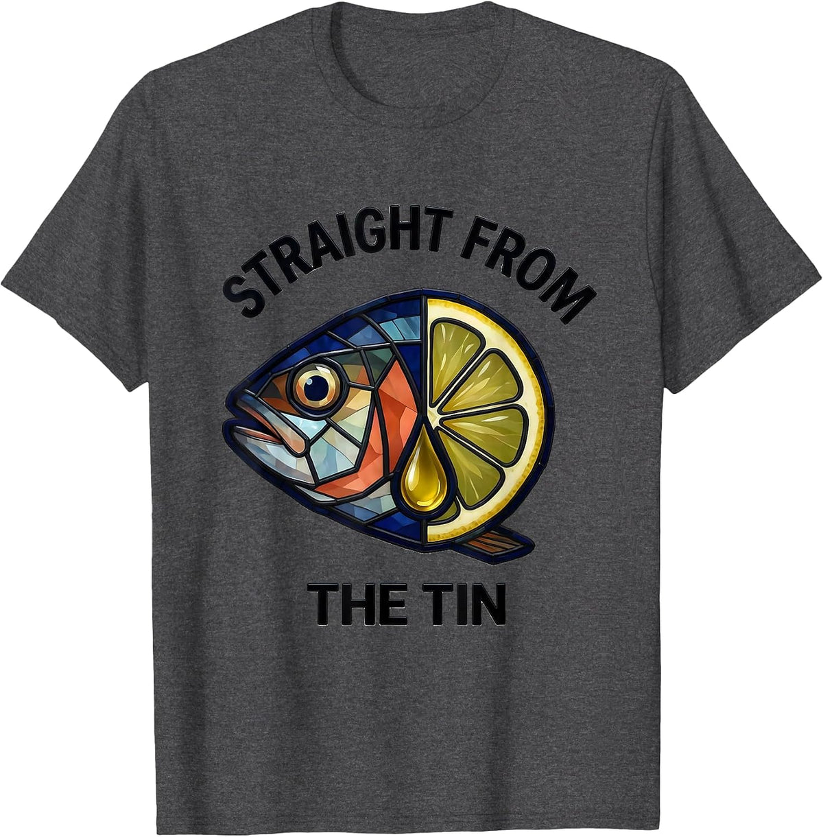 Straight From The Tin Stained Glass Mosaic Coastal Vintage T-Shirt - Dark Heather Grey