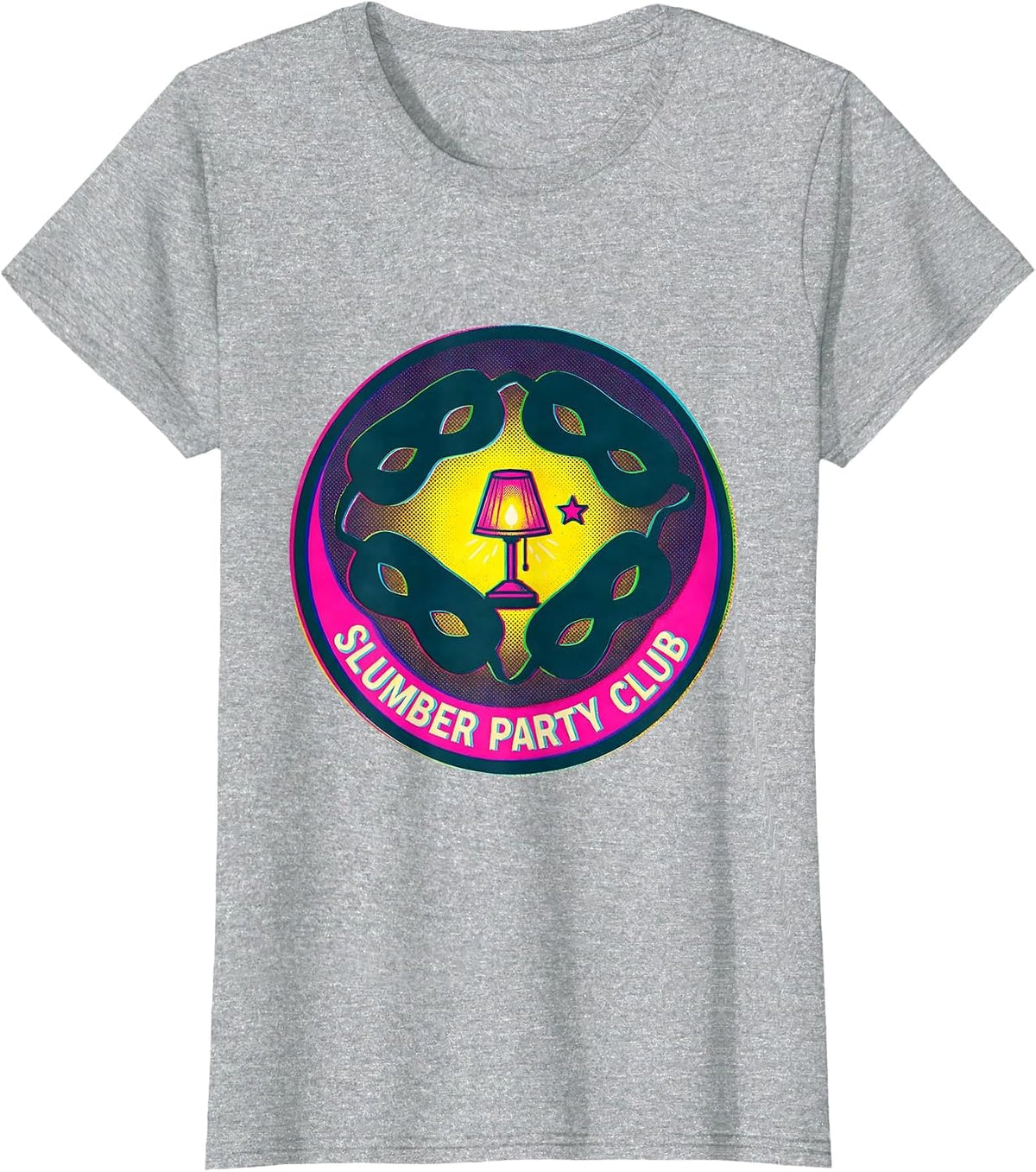 Women's Slumber Party Club Risograph Playful Matching Group T-Shirt - Heather Grey