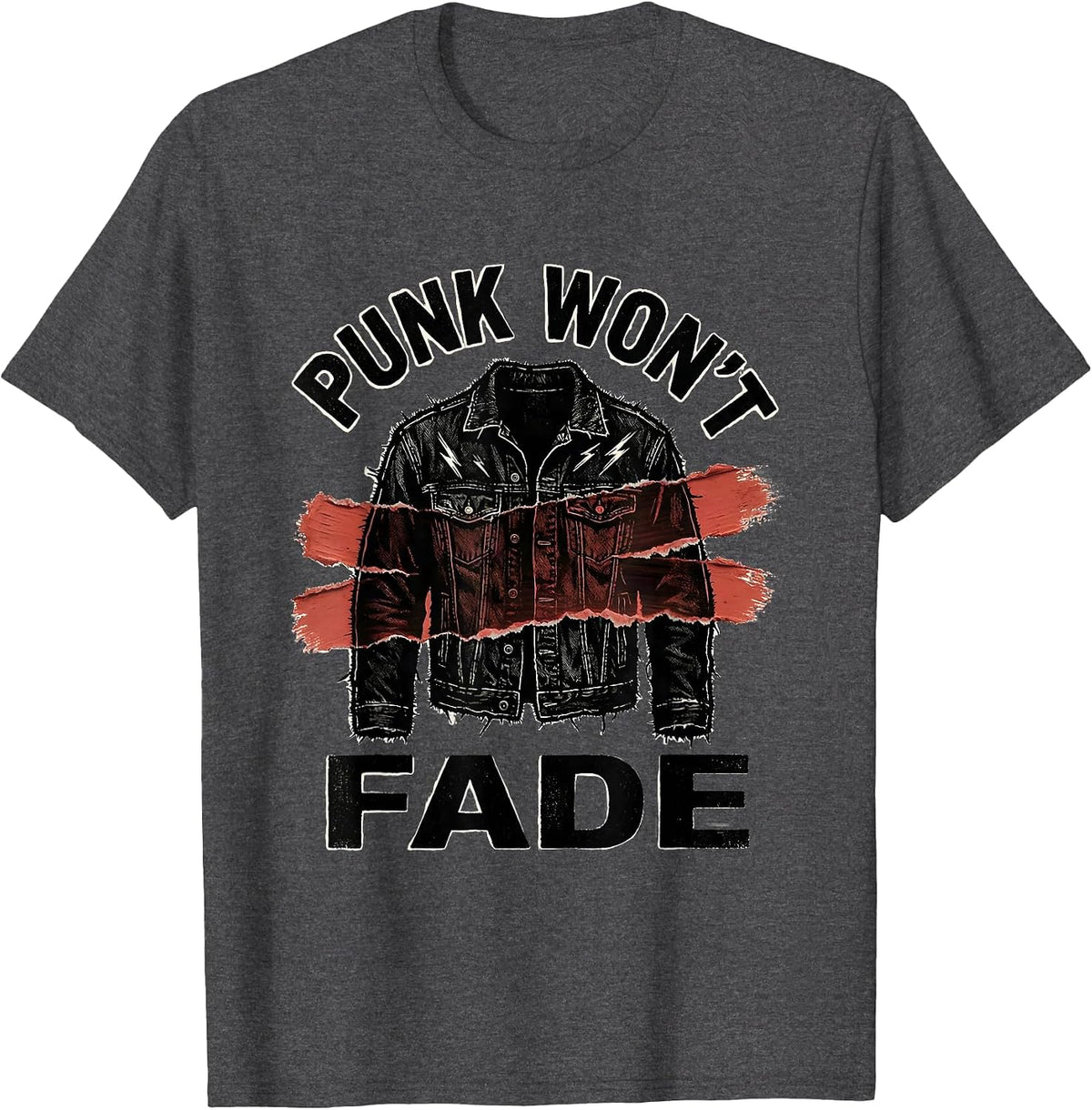 Men's Punk Won't Fade Bold Punk Rock Fan Retro Music T-Shirt - Dark Heather Grey