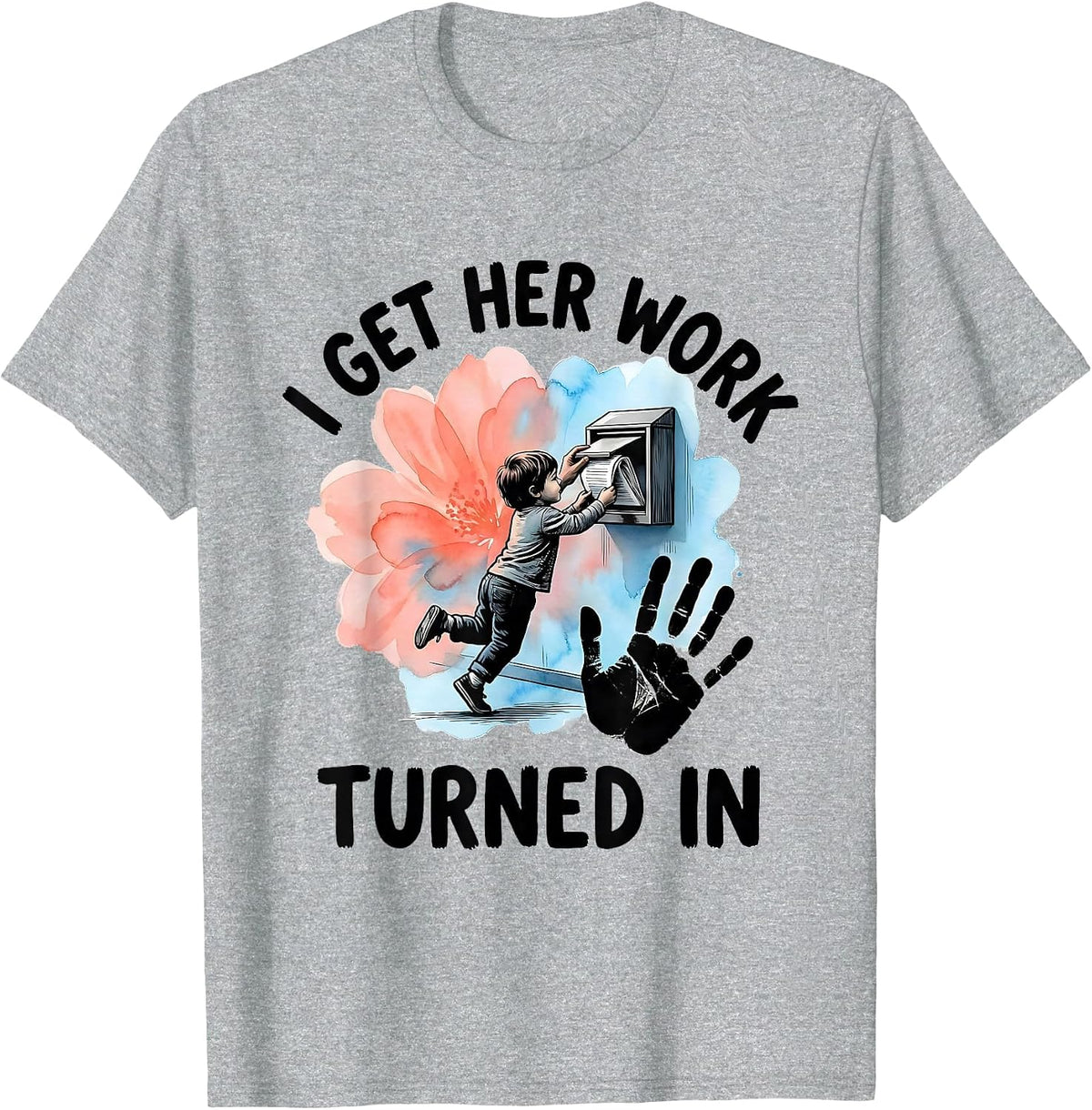 Men's I Get Her Work Turned In Funny Paraprofessional Teacher T-Shirt - Heather Grey