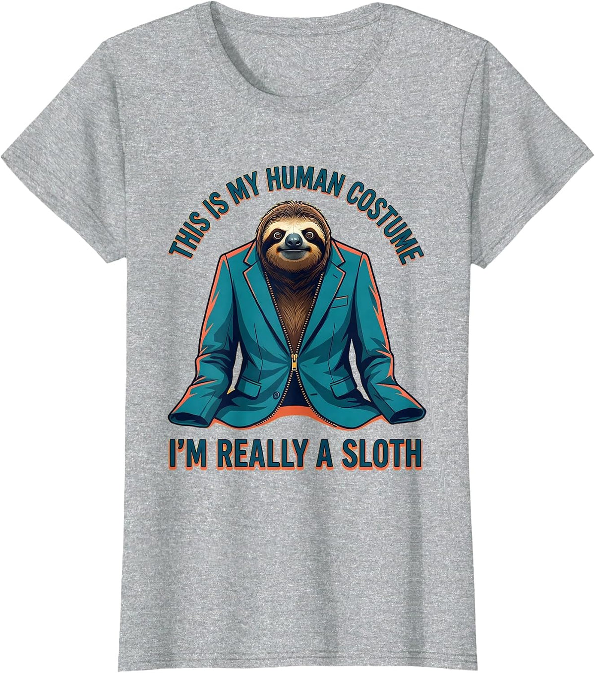 This Is My Human Costume I'm Really A Sloth Funny Halloween T-Shirt - Heather Grey