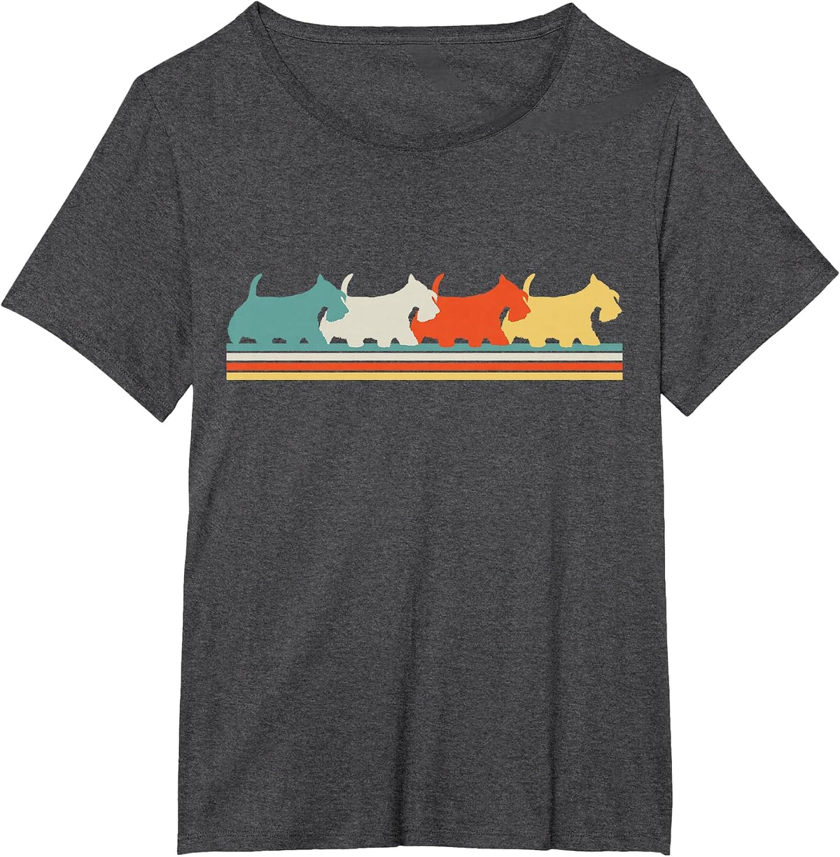 Scottish Terrier Dog Retro T-Shirt - Dark Heather Grey