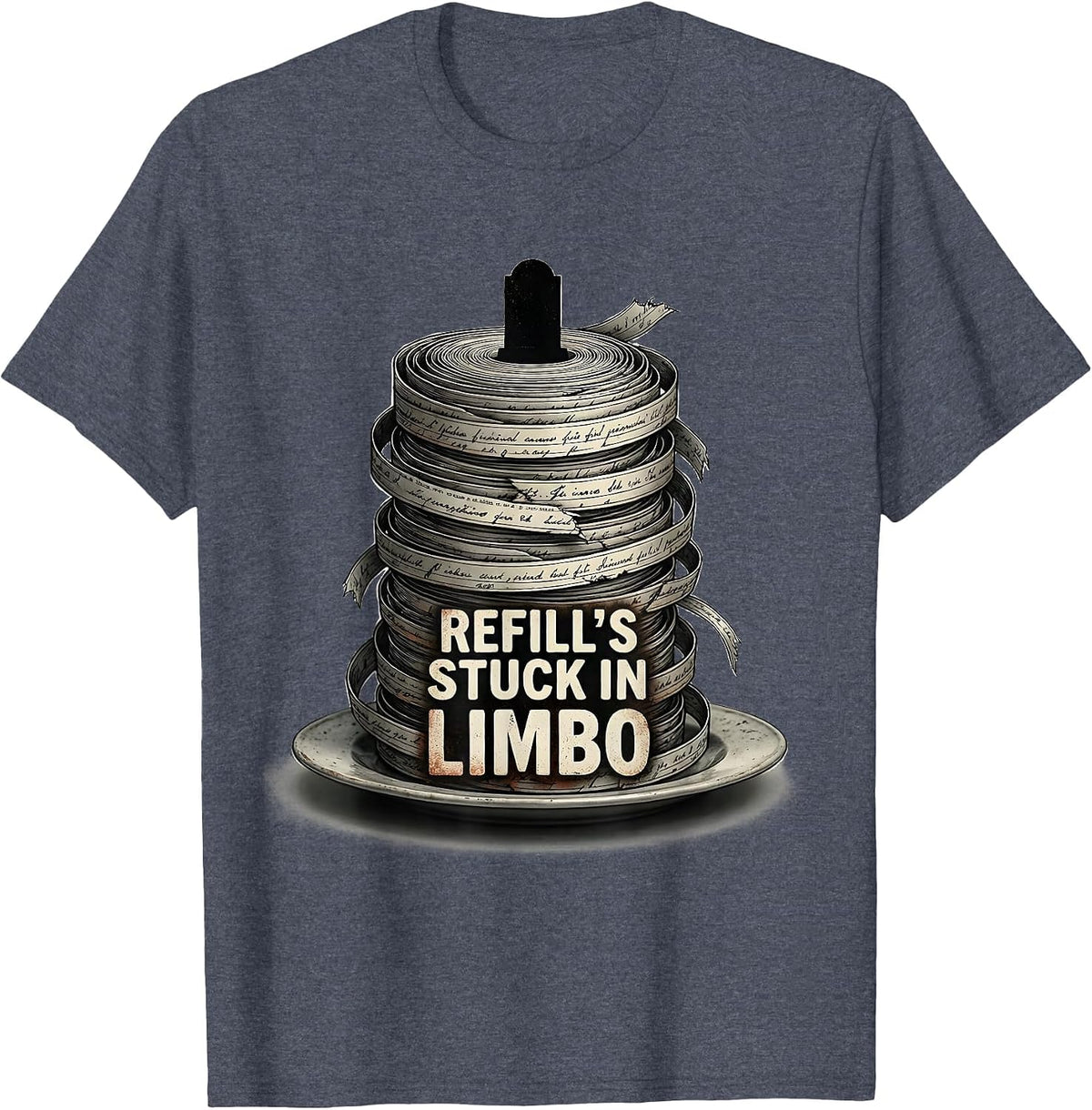 Refill's Stuck In Limbo Funny Pharmacy Halloween Pharmacist T-Shirt - Heather Blue