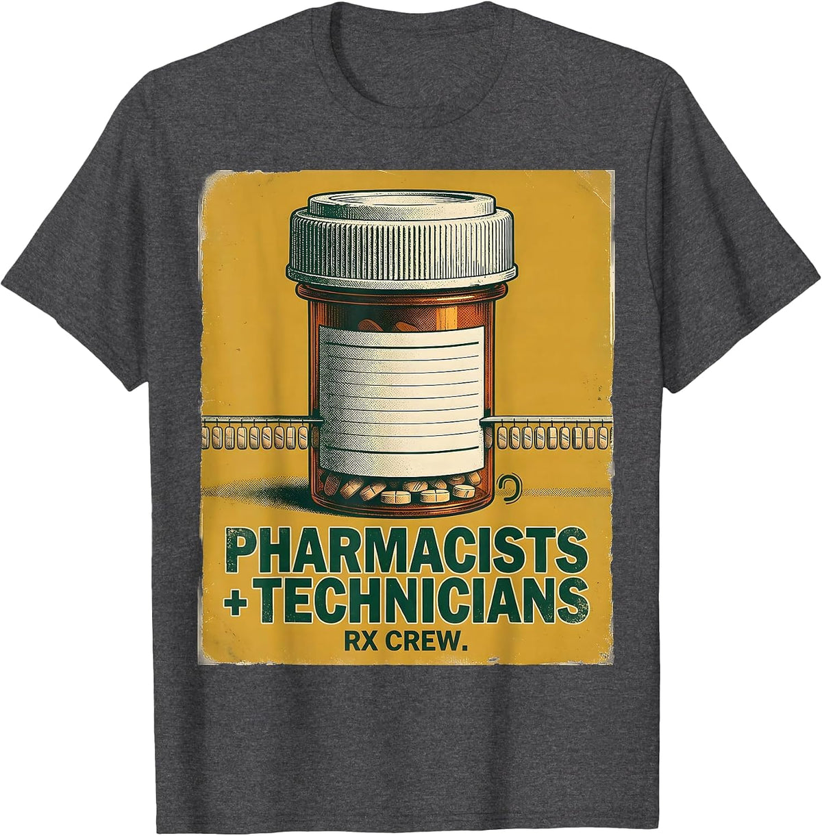 Men's Pharmacists + Technicians, Rx Crew Vintage Pharmacy Squad T-Shirt - Dark Heather Grey