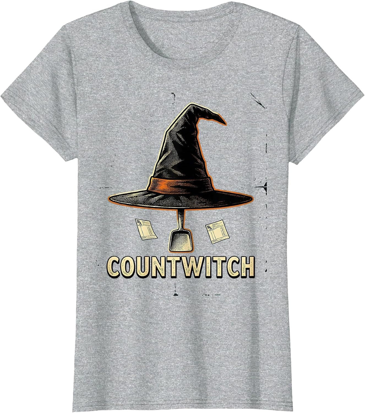 Women's Countwitch Vintage Pharmacy Halloween Pharmacist Tech Crew T-Shirt - Heather Grey