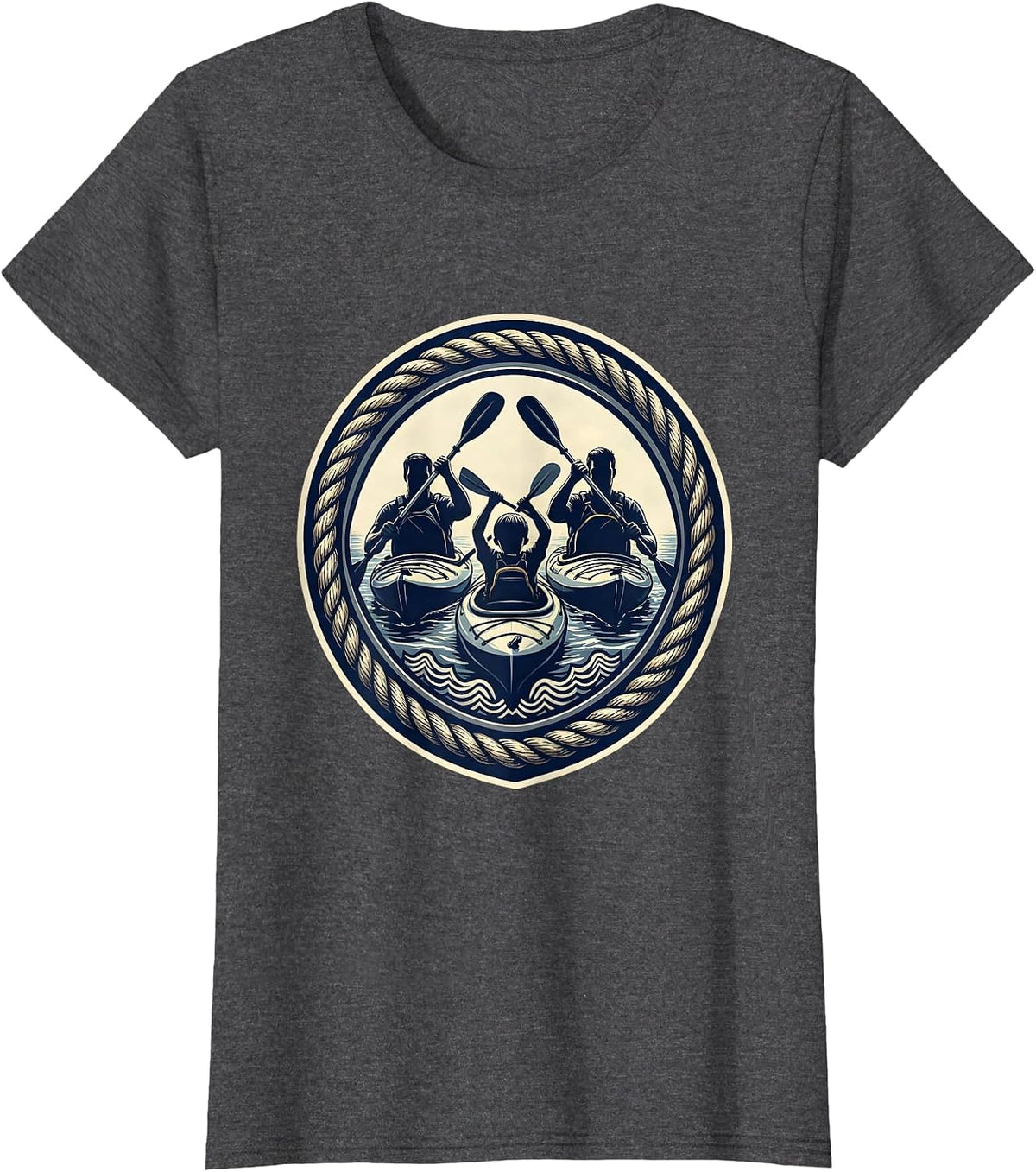 Women's Family Kayaking Adventure Graphic Tee T-Shirt - Dark Heather Grey
