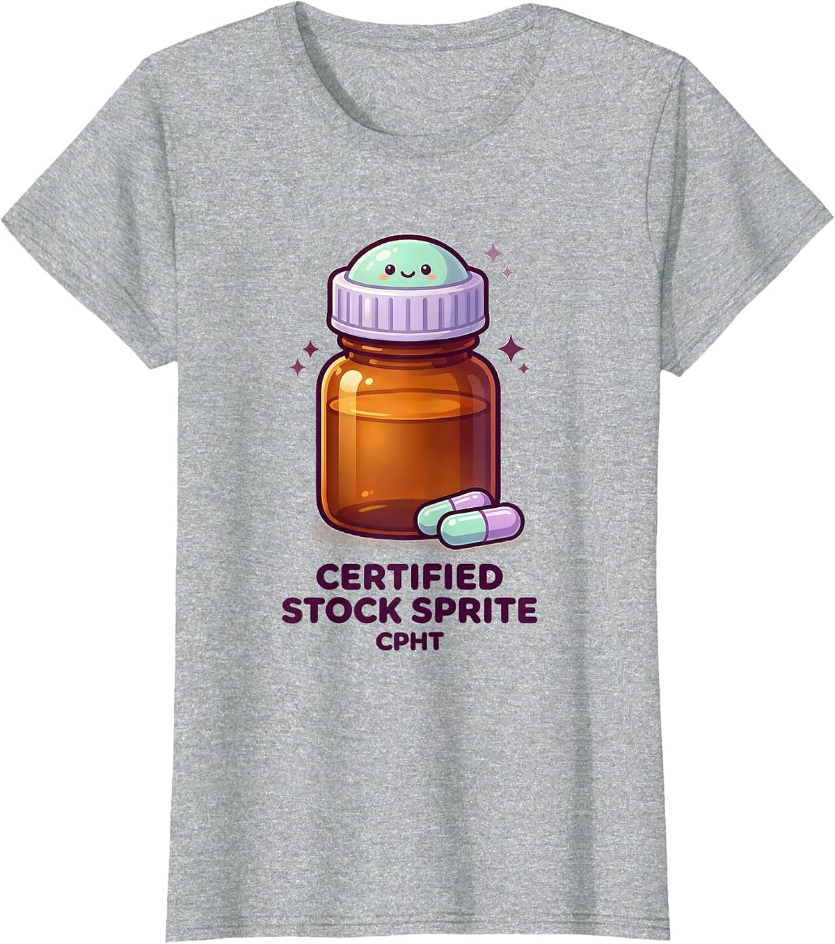 Women's Certified Stock Sprite CPhT Cute Kawaii Pharmacy Tech T-Shirt - Heather Grey