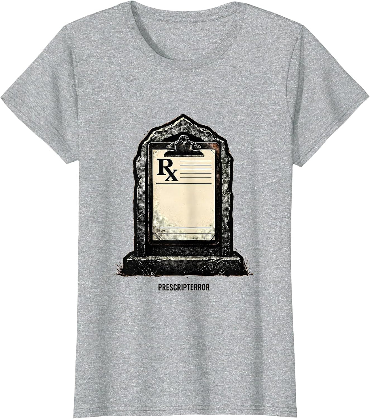 Women's Prescripterror Funny Pharmacy Halloween Pharmacist Tech Crew T-Shirt - Heather Grey