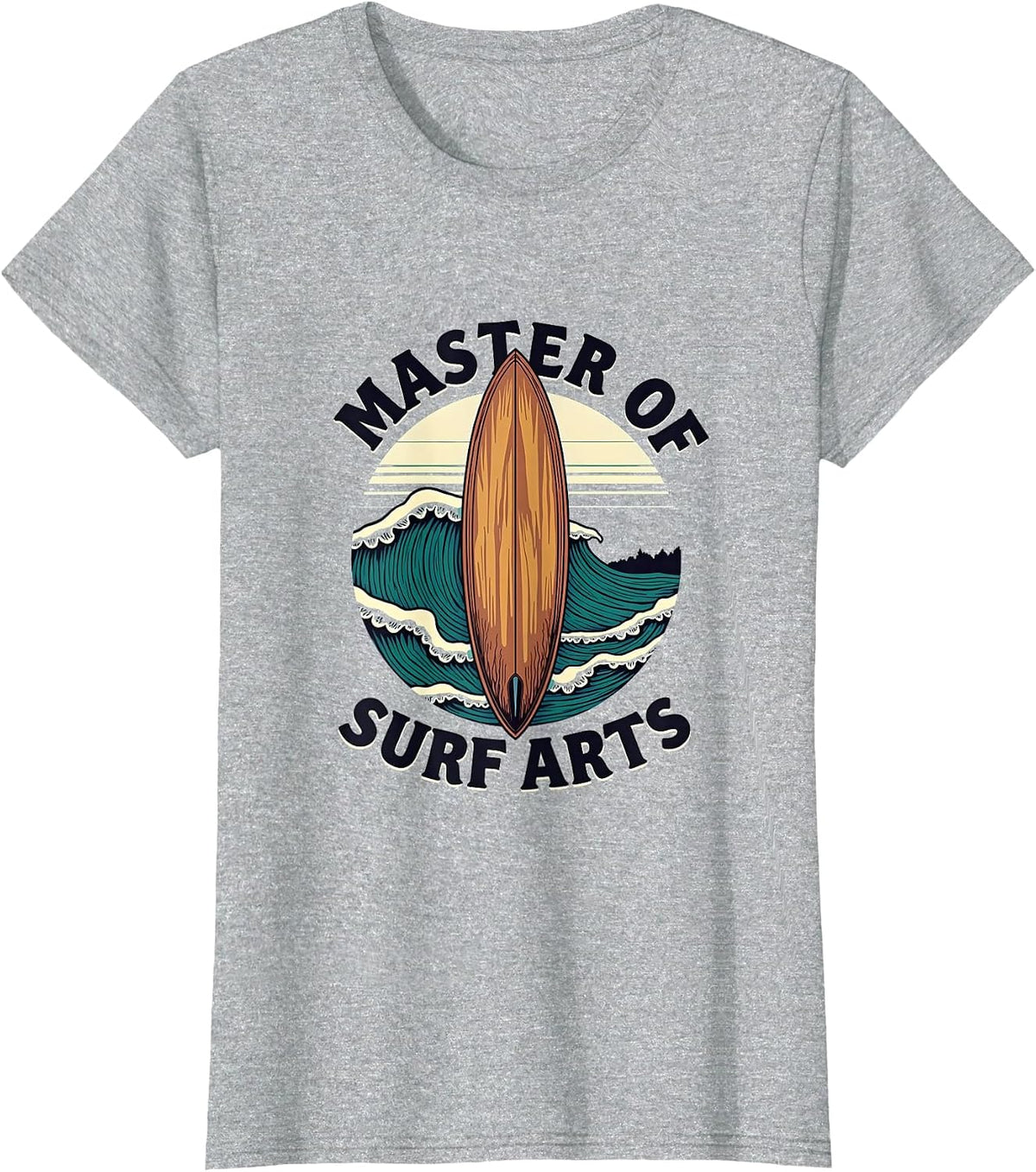 Master of Surf Arts Wave Rider Design T-Shirt - Heather Grey