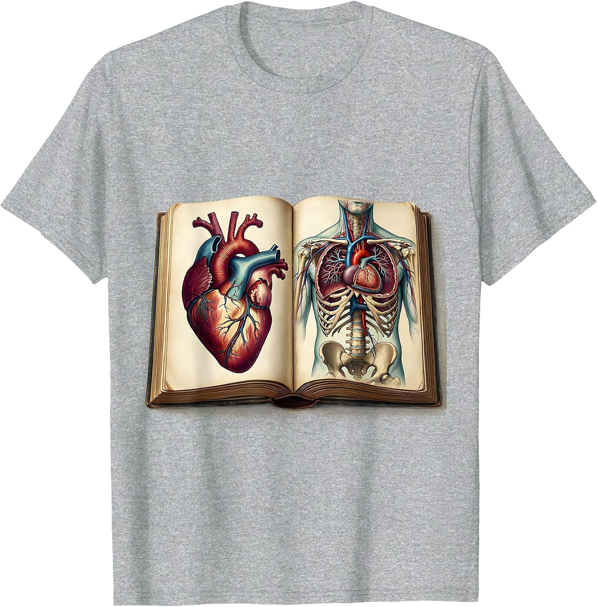 Men's Medical Assistant Anatomy Textbook Graphic T-Shirt - Heather Grey