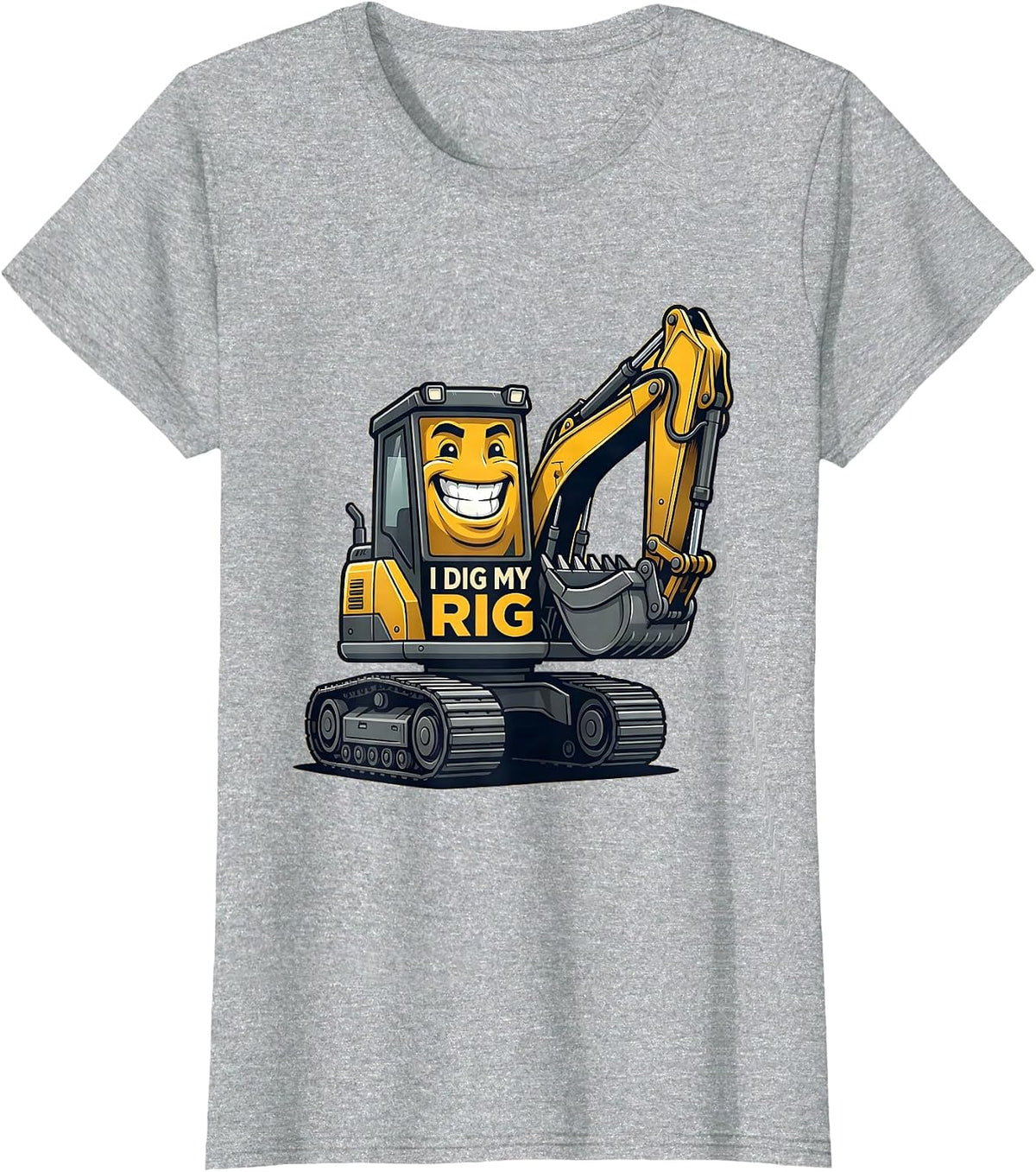 I Dig My Rig Funny Excavator Construction Vehicle Lover T-Shirt - Heather Grey