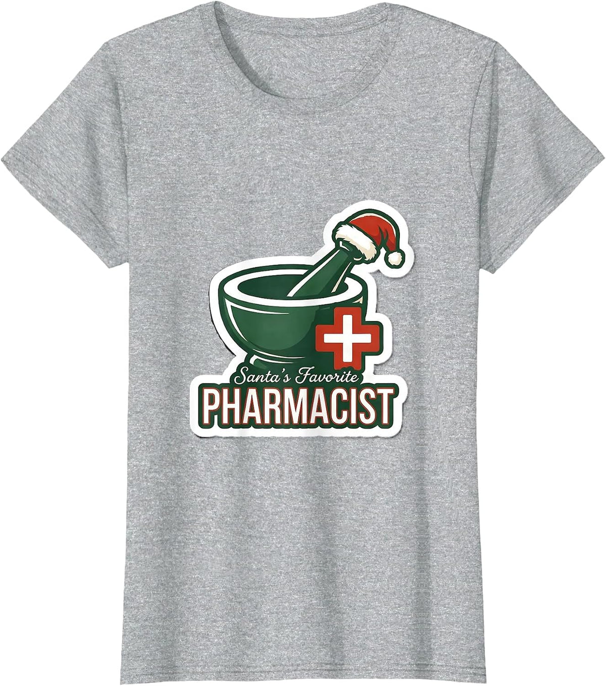 Santa's Favorite Pharmacist Funny Christmas Pharmacist T-Shirt - Heather Grey