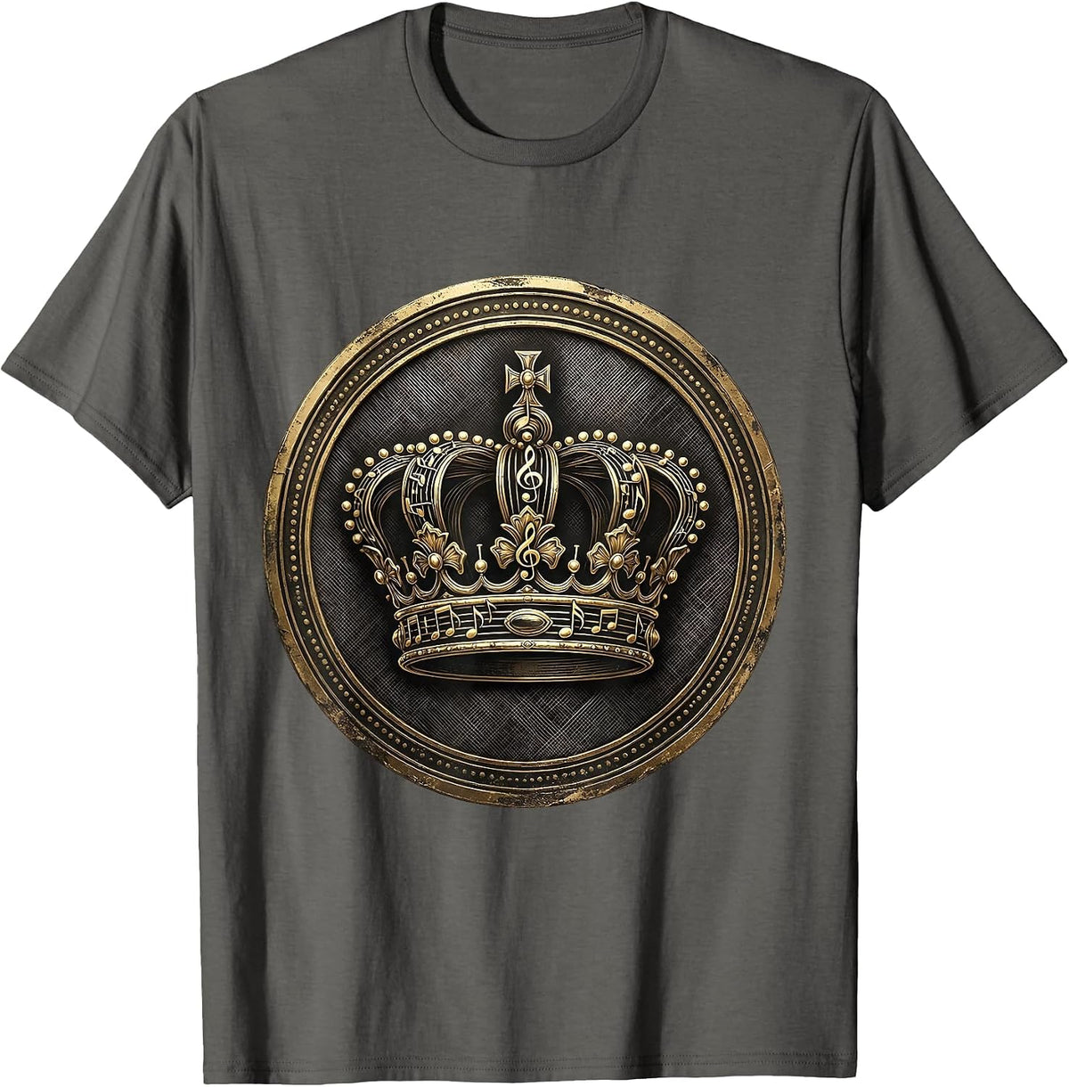 Music Teacher Crown of Notes Graphic Design T-Shirt - Asphalt Grey