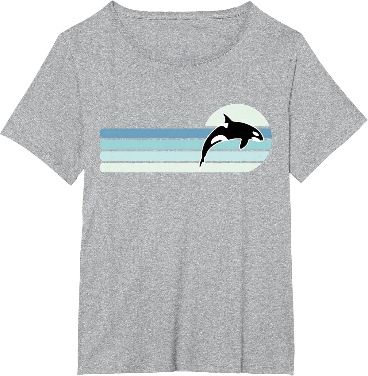 Retro Whale Orca T-Shirt - Heather Grey
