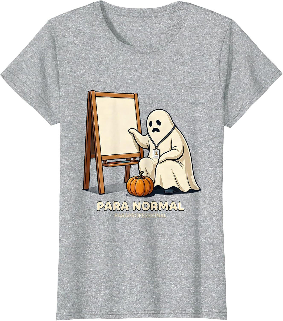 Para Normal Paraprofessional Ghost Halloween Teacher Aide T-Shirt - Heather Grey