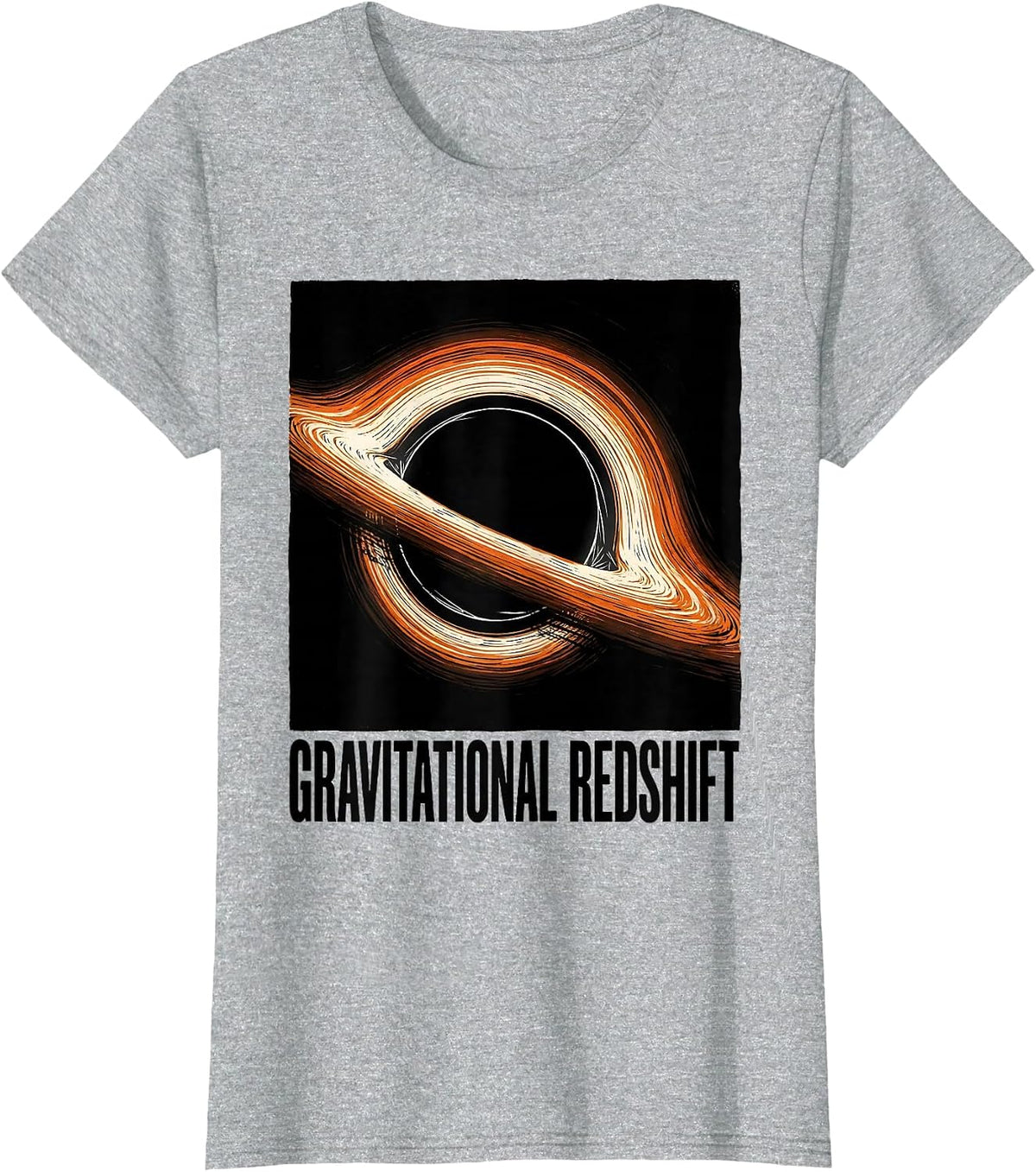 Gravitational Redshift Linocut Astrophysics Science Graphic T-Shirt - Heather Grey