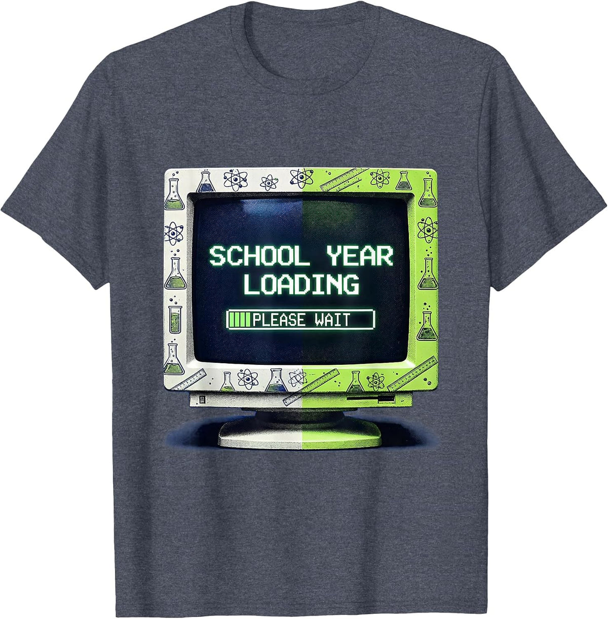 Back to School Science Teacher Loading Design T-Shirt - Heather Blue