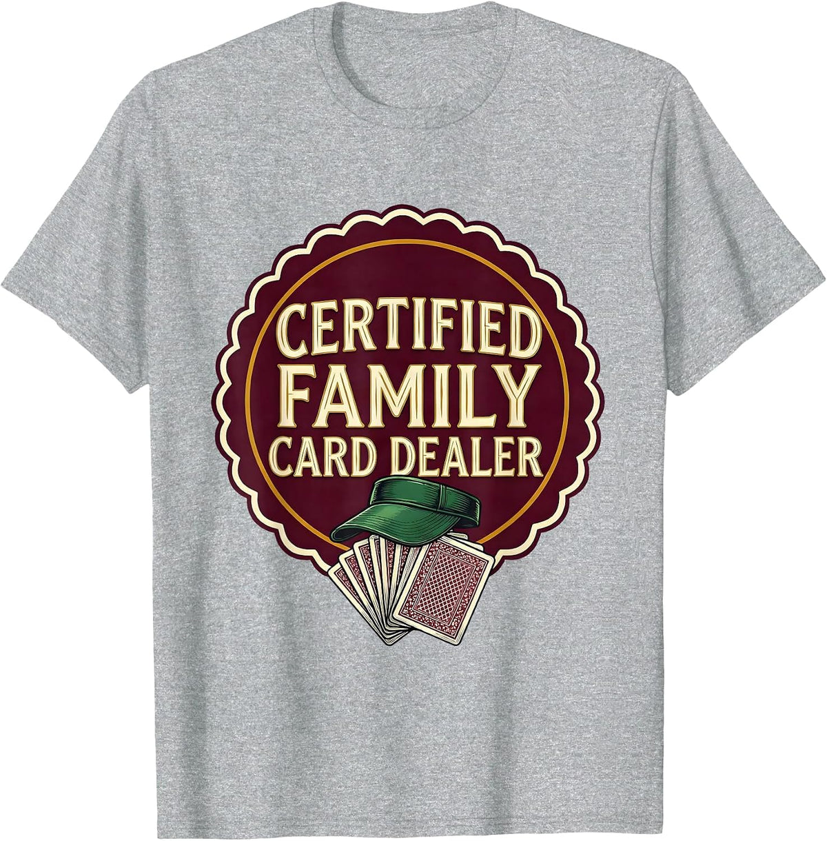 Men's Certified Family Card Dealer Funny Gambler Poker Player T-Shirt - Heather Grey
