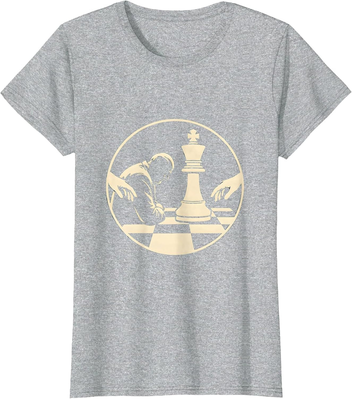 Women's Grandpa Chess Player Solo Game Illustration T-Shirt - Heather Grey