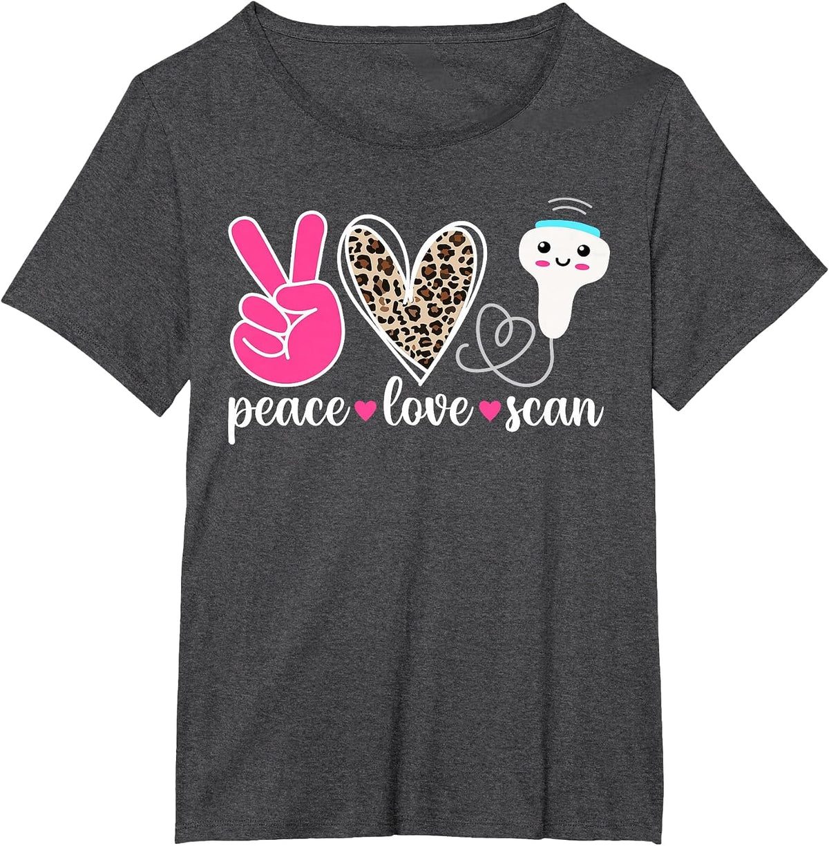 Peace Love Scan Ultrasound Tech Ultrasound Technologist T-Shirt - Dark Heather Grey