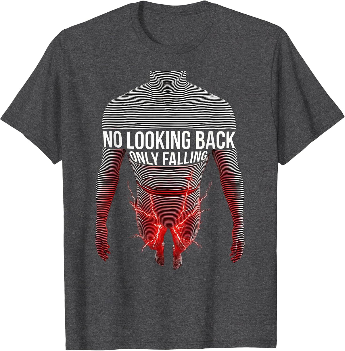 No Looking Back Only Falling Falls Out Balls Out T-Shirt - Dark Heather Grey
