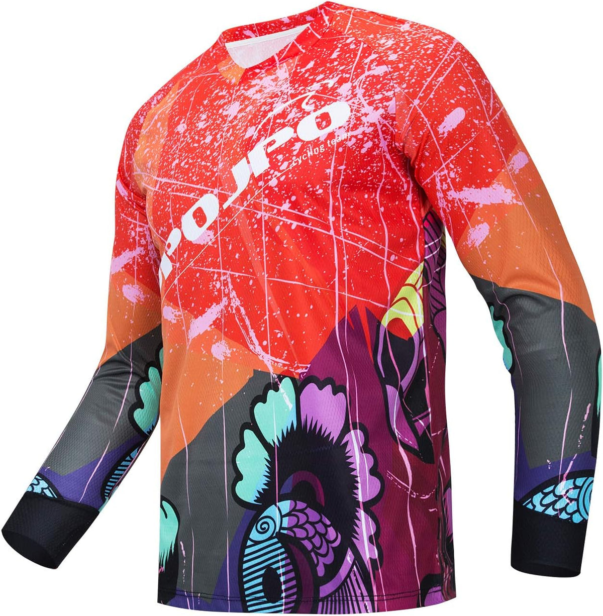 JPOJPO Men's Cycling Jersey MTB T Shirt Long Sleeve Youth Off-Road Motorcycle Jersey Bicycle Clothes Anti-UV - Color 11