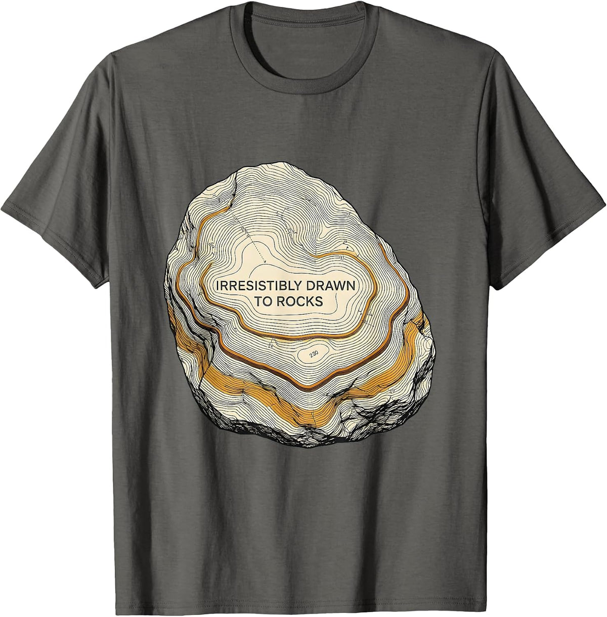 Men's Irresistibly Drawn To Rocks Funny Geologist Rock Collector T-Shirt - Asphalt Grey