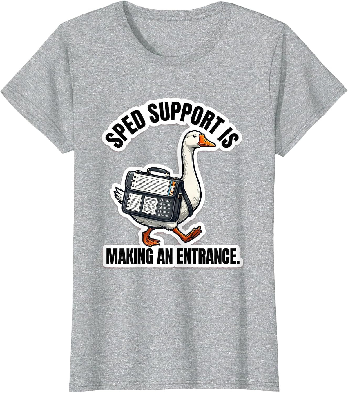 SPED Support Is Making An Entrance Funny SPED Teacher Humor T-Shirt - Heather Grey