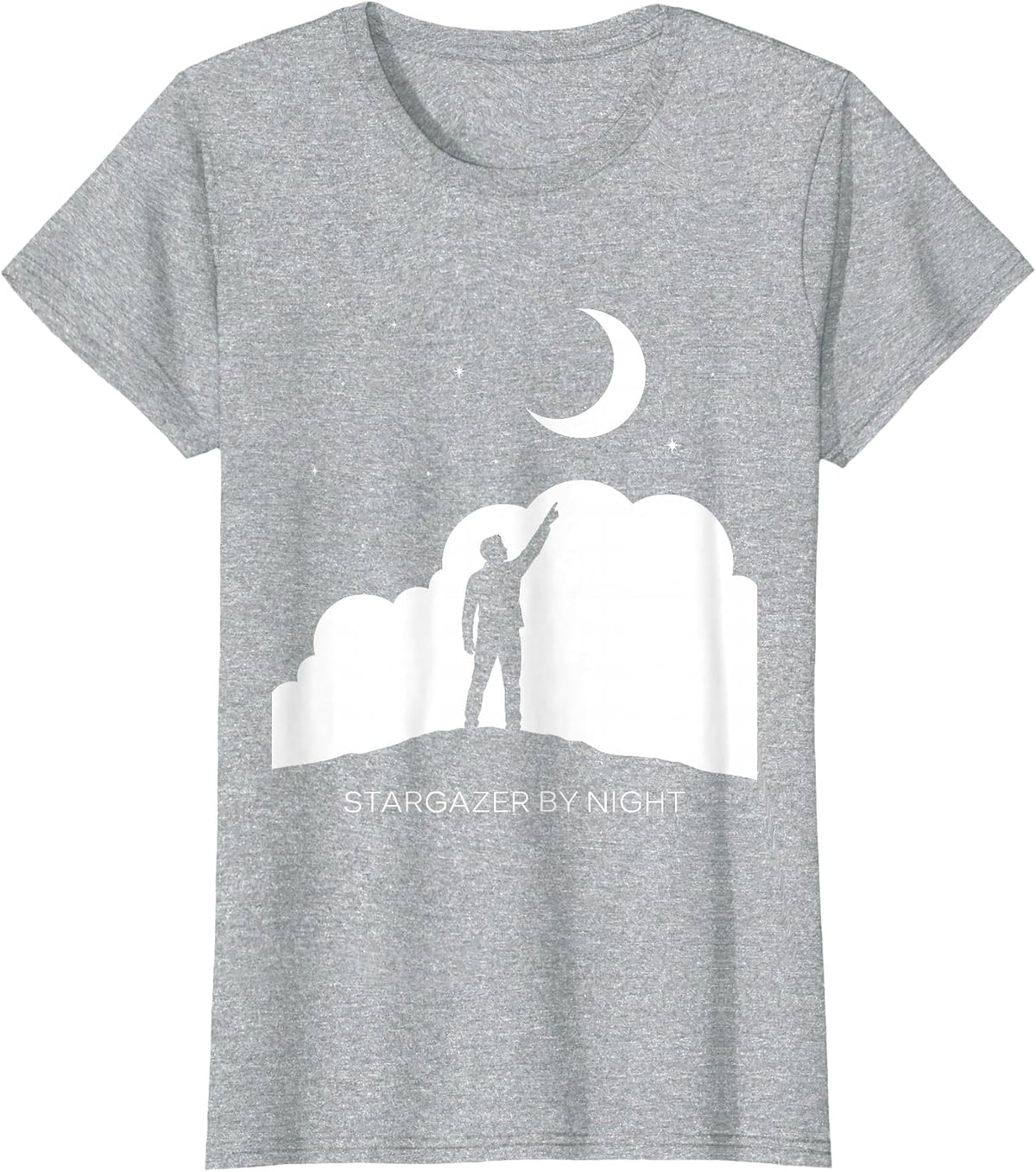 Stargazer By Night Celestial Astronomy Design T-Shirt - Heather Grey
