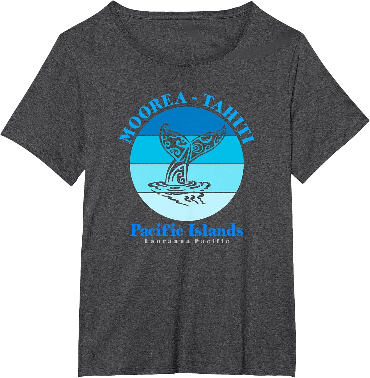 Whale Tail Moorea Tahiti Ocean T-Shirt - Dark Heather Grey
