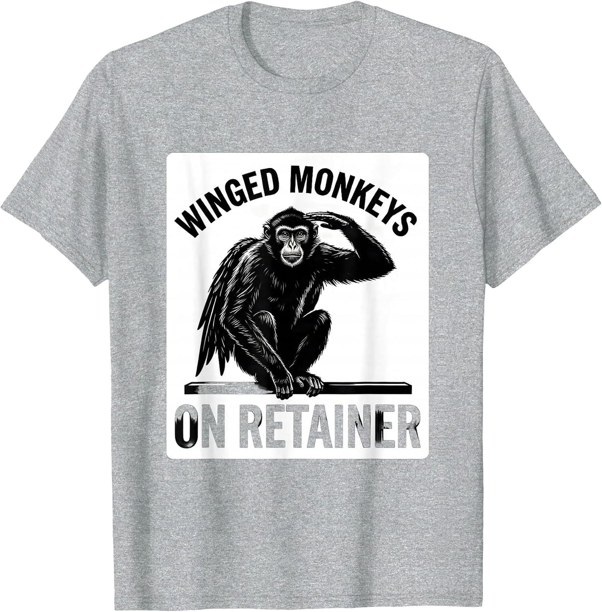 Men's Winged Monkeys On Retainer Silhouetted Wizard Of Oz Classic T-Shirt - Heather Grey