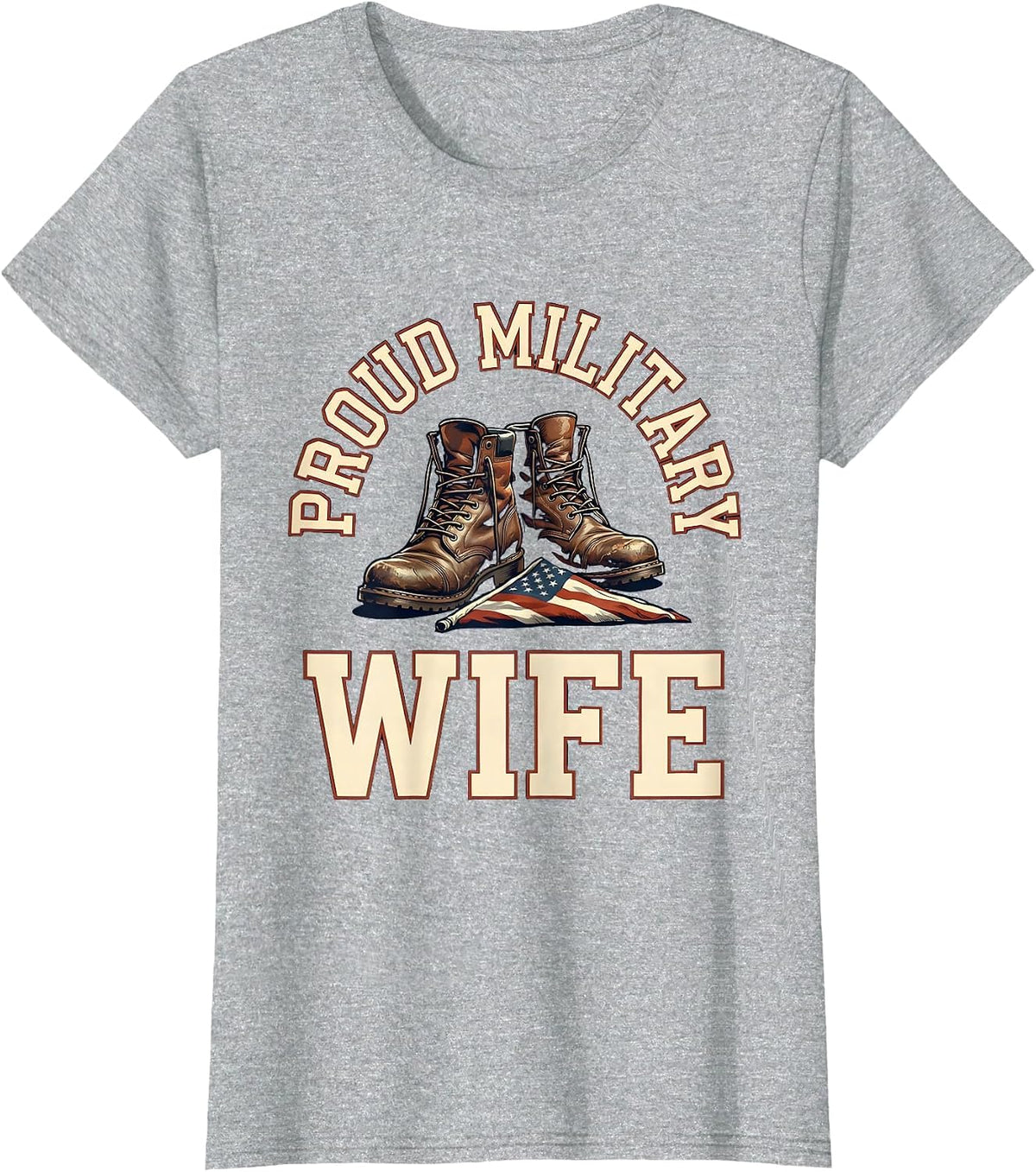 Proud Military Wife Sports Veteran Family Pride T-Shirt - Heather Grey