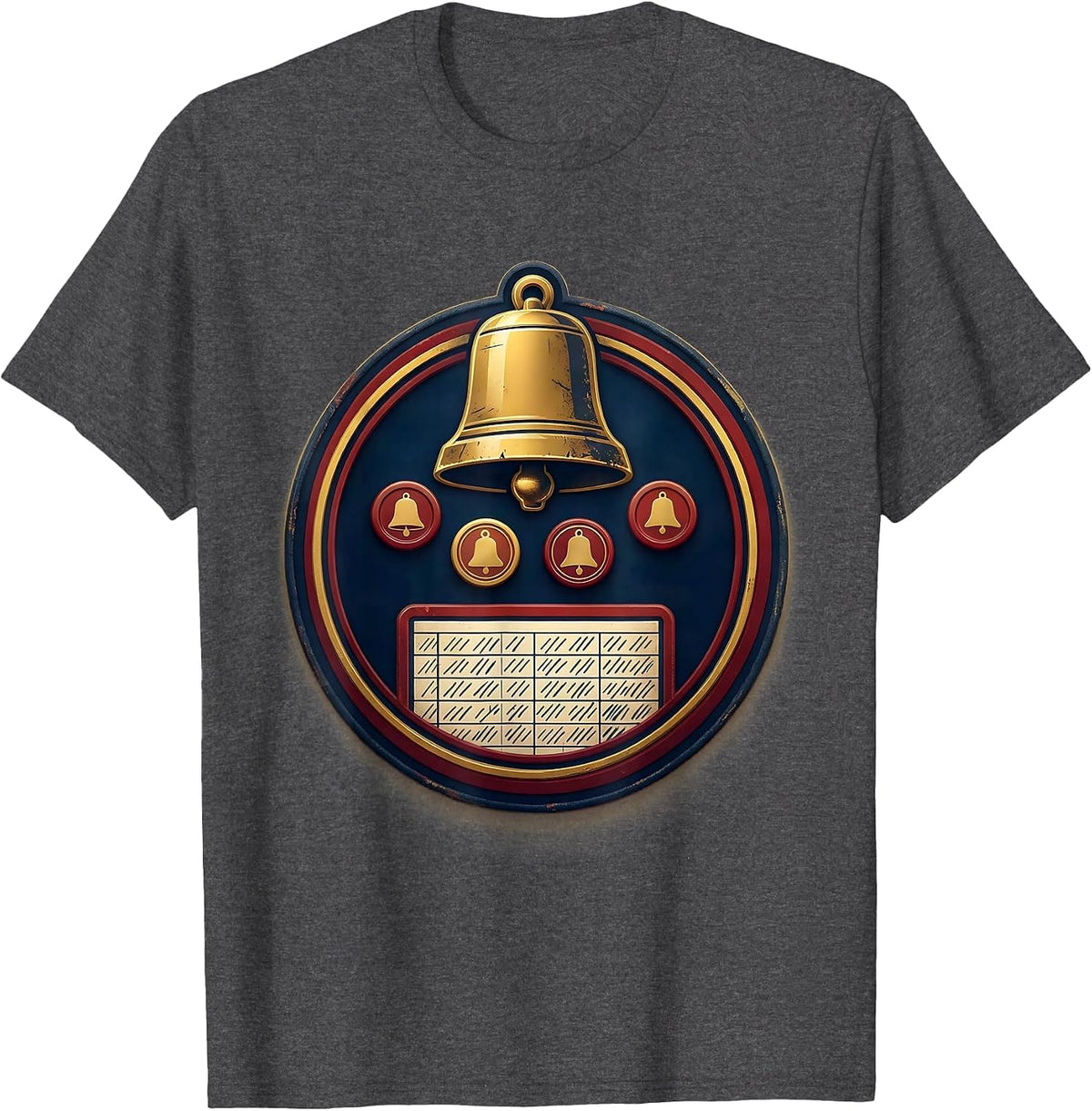 Host Bell Game Night Badge Family Trivia Crew T-Shirt - Dark Heather Grey