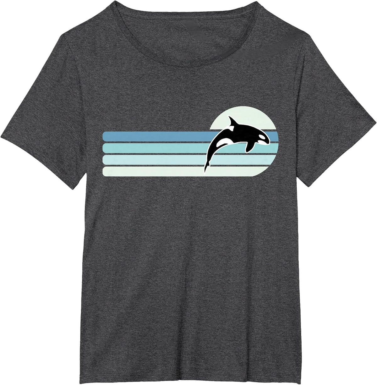 Retro Whale Orca T-Shirt - Dark Heather Grey