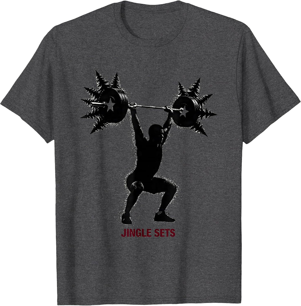 Jingle Sets Blackwork Dotwork Christmas Weightlifting Gym T-Shirt - Dark Heather Grey