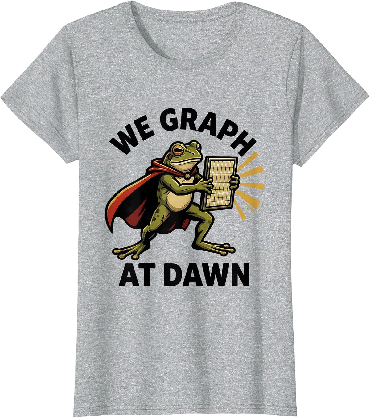 We Graph At Dawn Funny Teacher Frog Back to School T-Shirt - Heather Grey