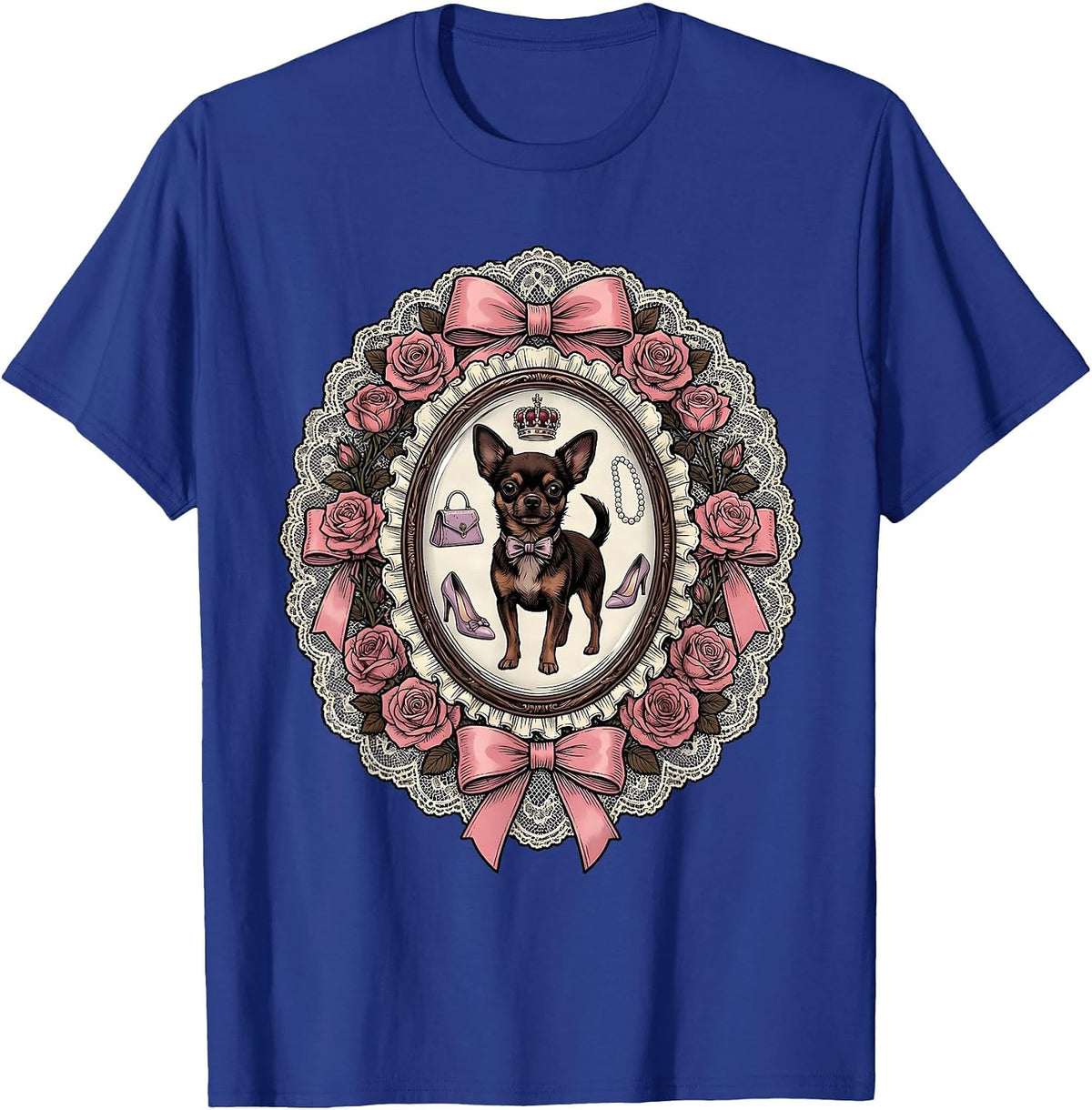 Gigi Chic Dog Walker Graphic Tee T-Shirt - Royal Blue