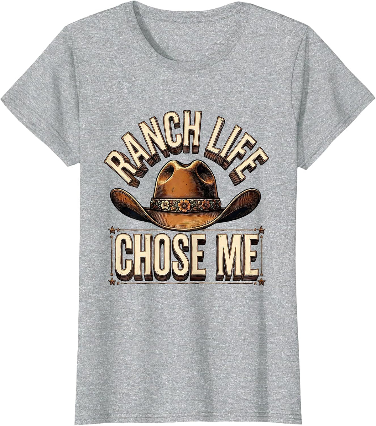 Ranch Life Chose Me Girls Western Design T-Shirt - Heather Grey