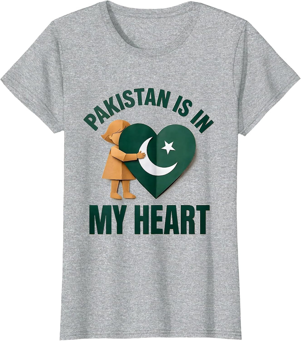 Pakistan Is In My Heart Patriotic Independence Day Kid Gift T-Shirt - Heather Grey