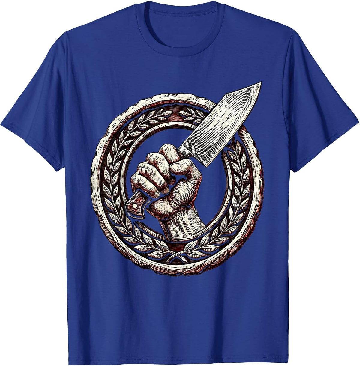 Chef Knife Grip Graphic Tee for Culinary Passion T-Shirt - Royal Blue