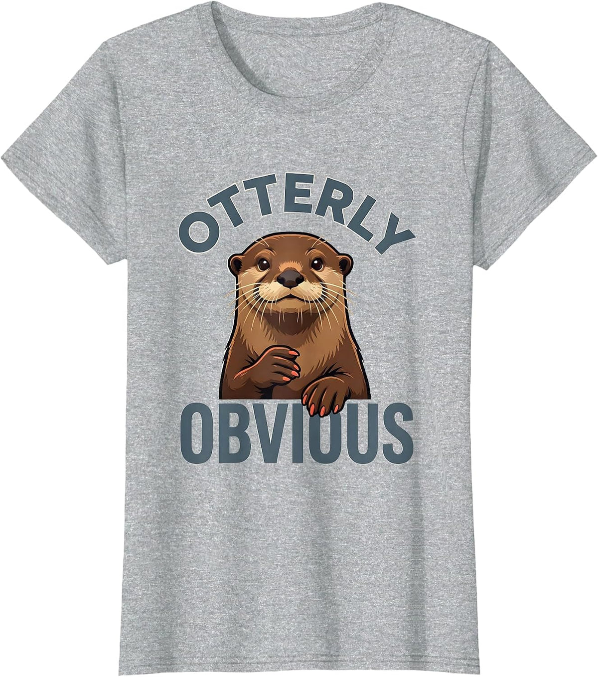 Otterly Obvious Funny Otter Lover Gift For Kids Teens T-Shirt - Heather Grey