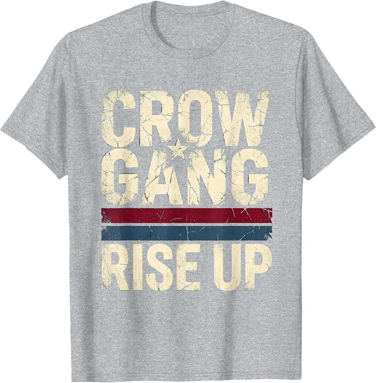 Men's Crow Gang Rise Up Bold Bird Crew Design T-Shirt - Heather Grey