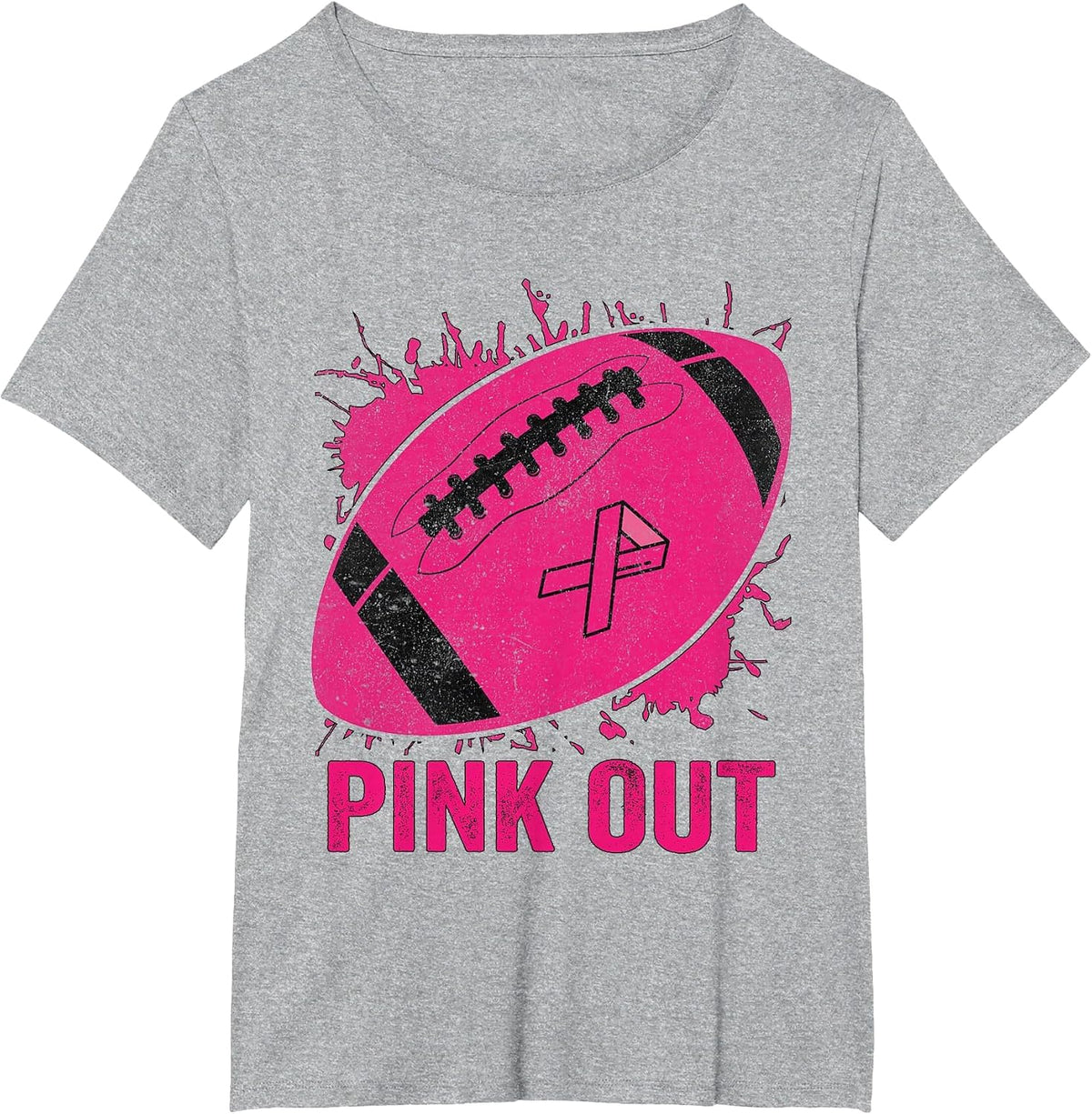 Pink Out Football Breast Cancer Tackle Brest Cancer T-Shirt - Heather Grey